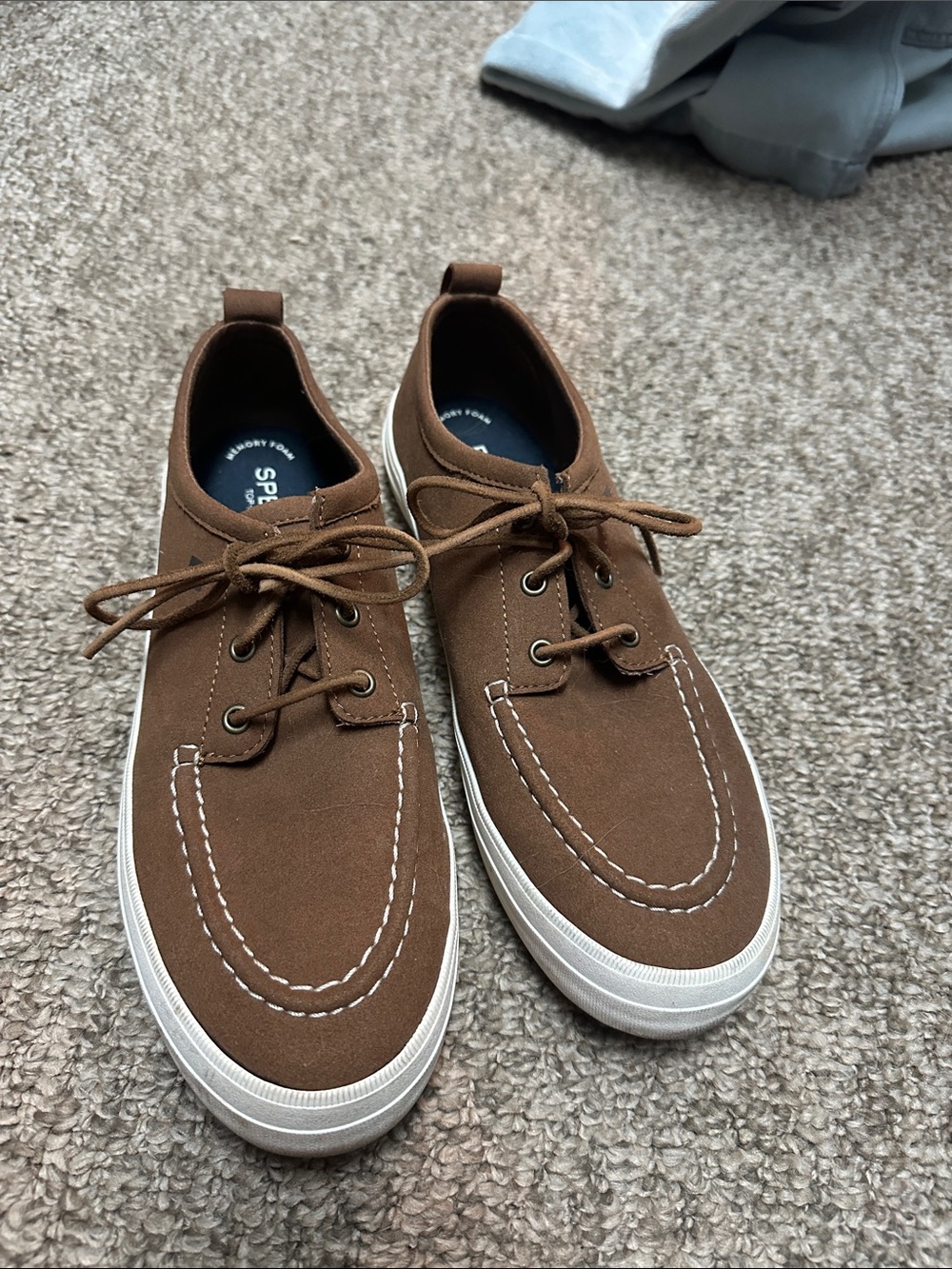 Sperry Women’s Brown Boat Shoes with White Stitching